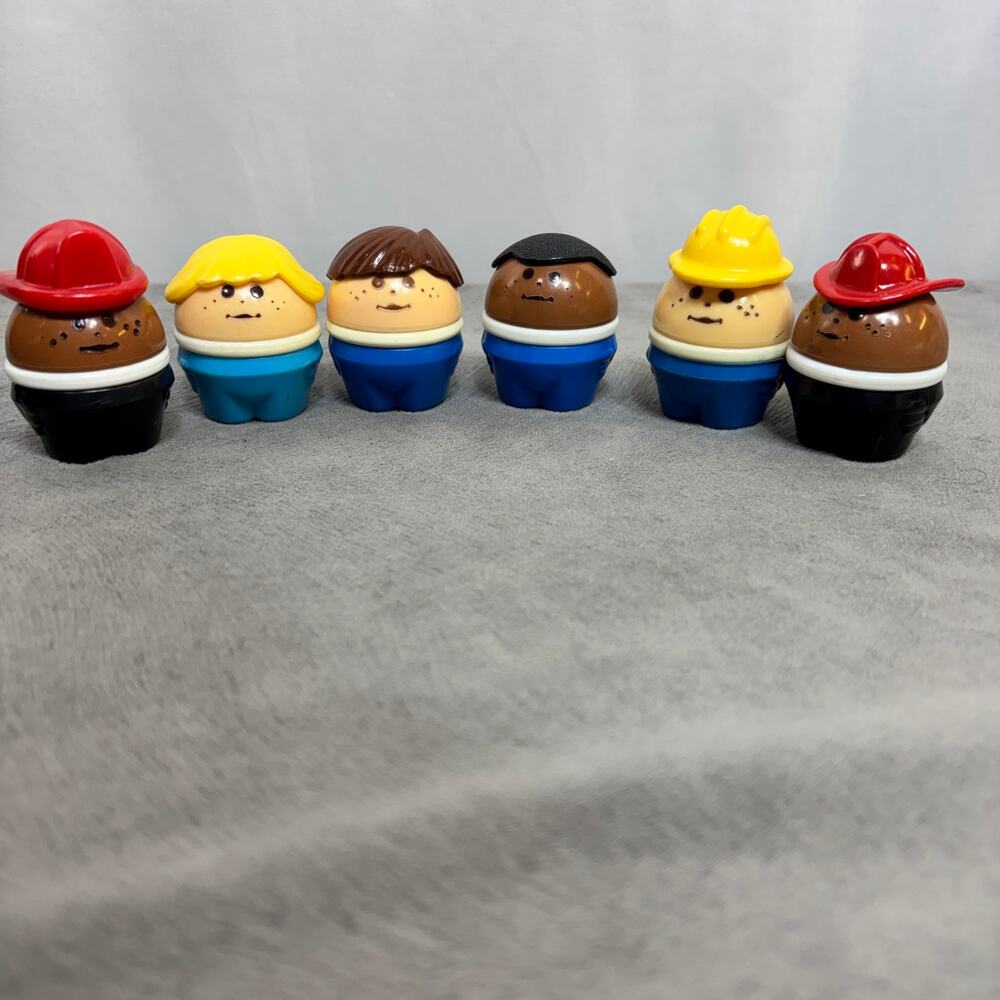 Little Tikes Toddle Tots Chunky People Lot of 6 Boys Fireman Construction 1990s